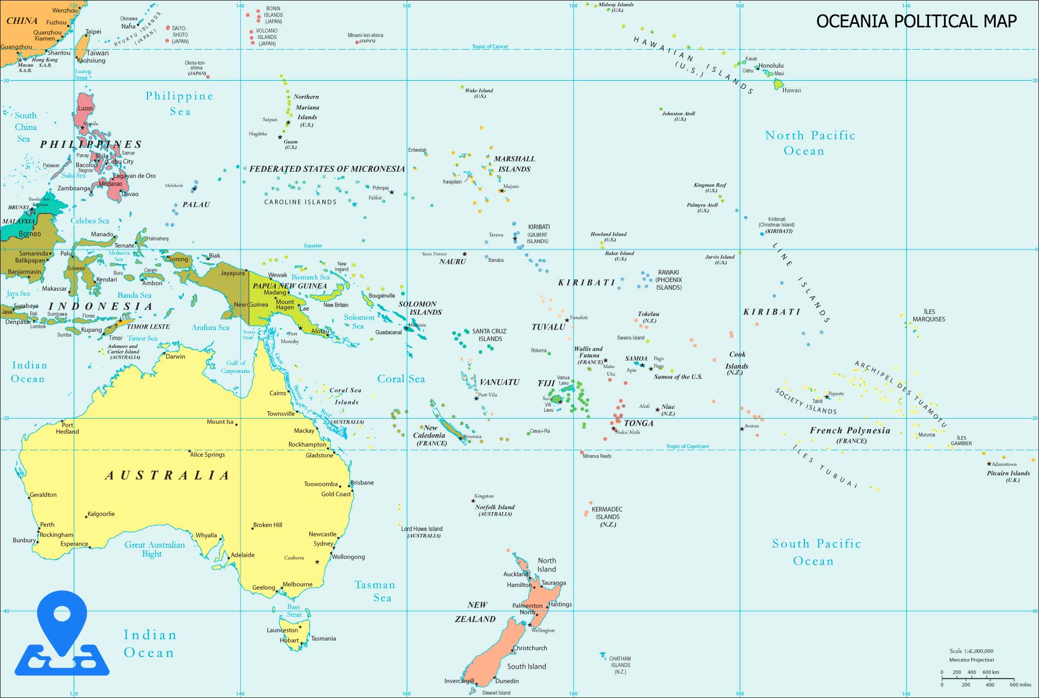 Oceania Political Map