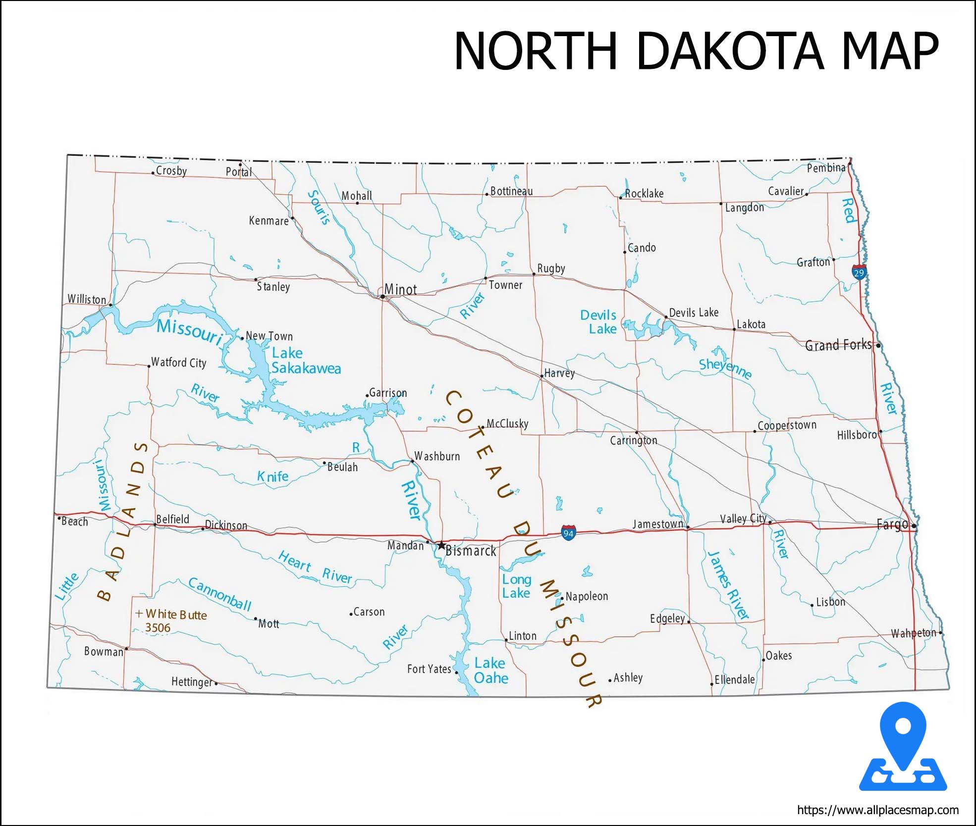 North Dakota Map