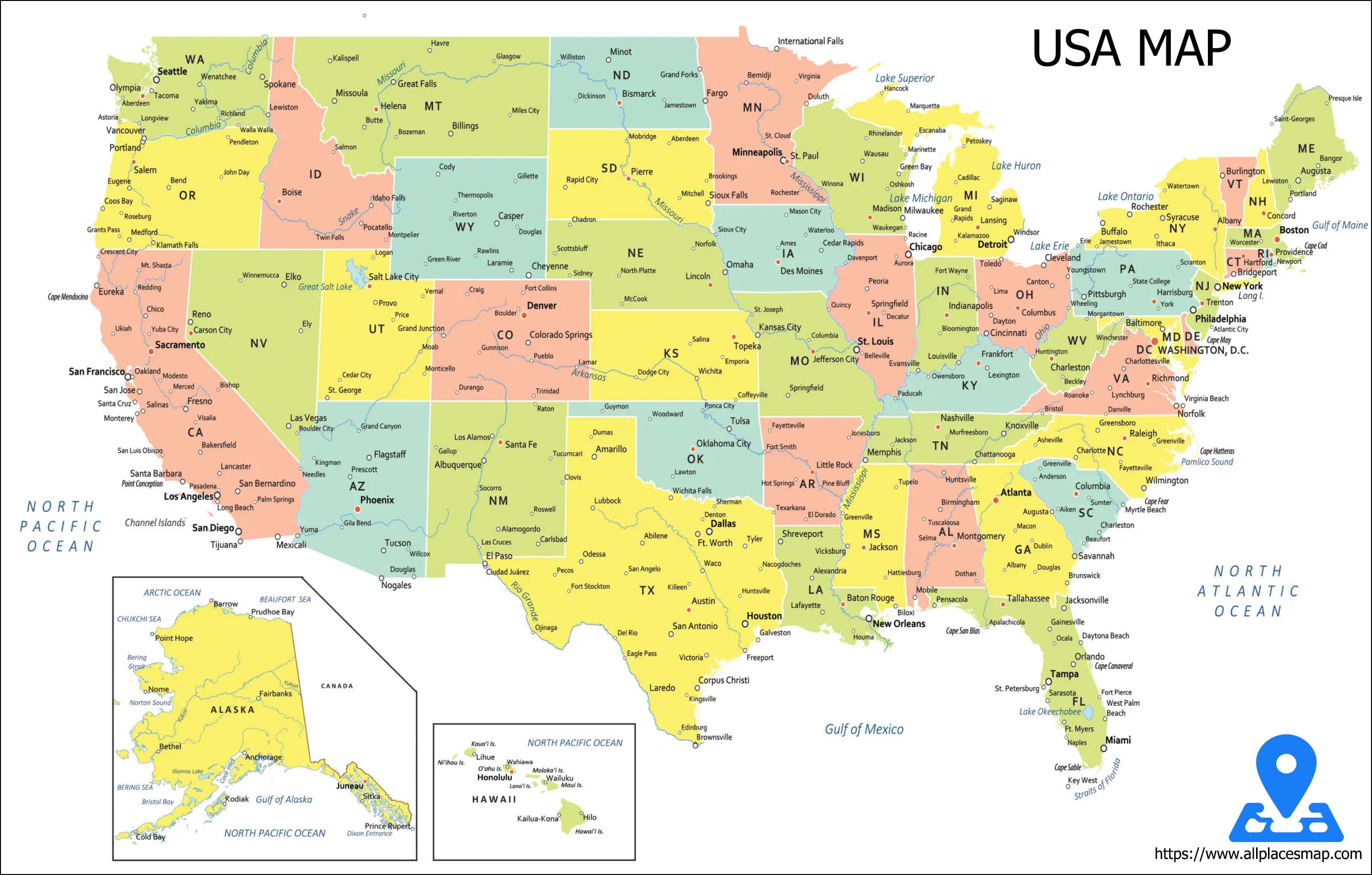 USA Map with States US State Map - Usa Political Map 